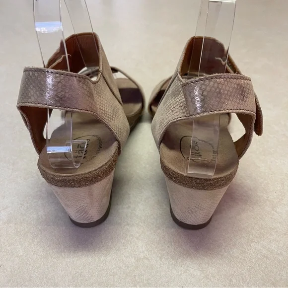Taos Women Carousel 2 Leather Silver Platform Wedge Sandals 7-7.5 - Picture 6 of 9